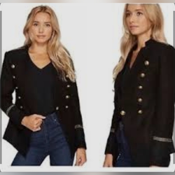 Romeo & Juliet Couture Military Lace Gold Buttons Blazer Jacket Size M - Picture 2 of 10